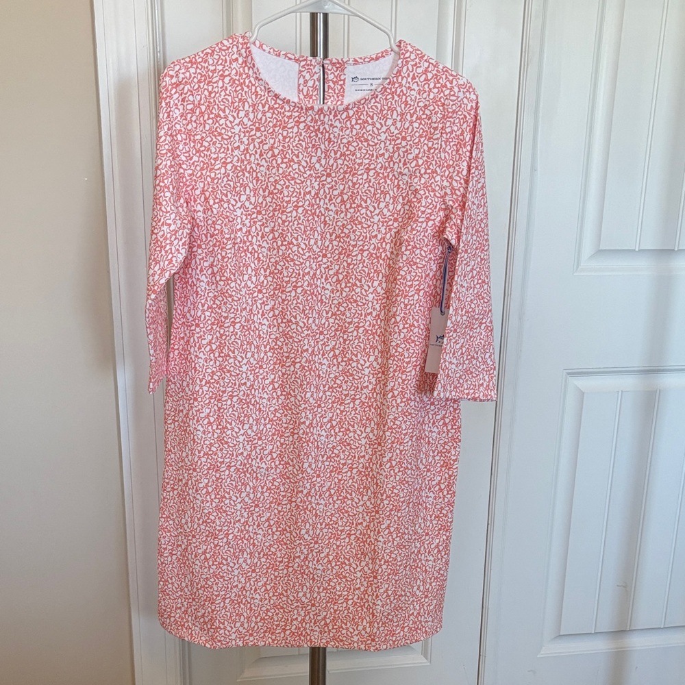 Southern Tide Coral and White Floral Dress